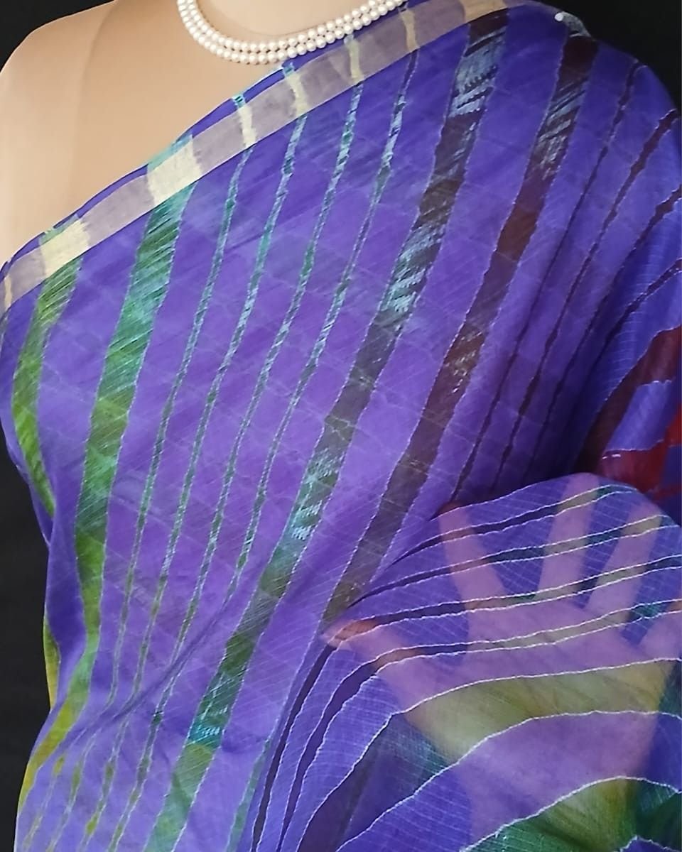 Hand tie-dye Leheriya on Kota Silk (HTKS0044) - Image 6