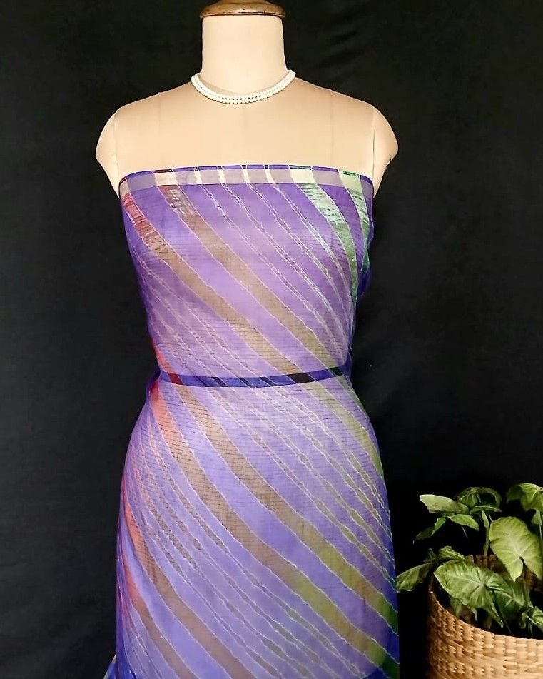 Hand tie-dye Leheriya on Kota Silk (HTKS0044) - Image 7