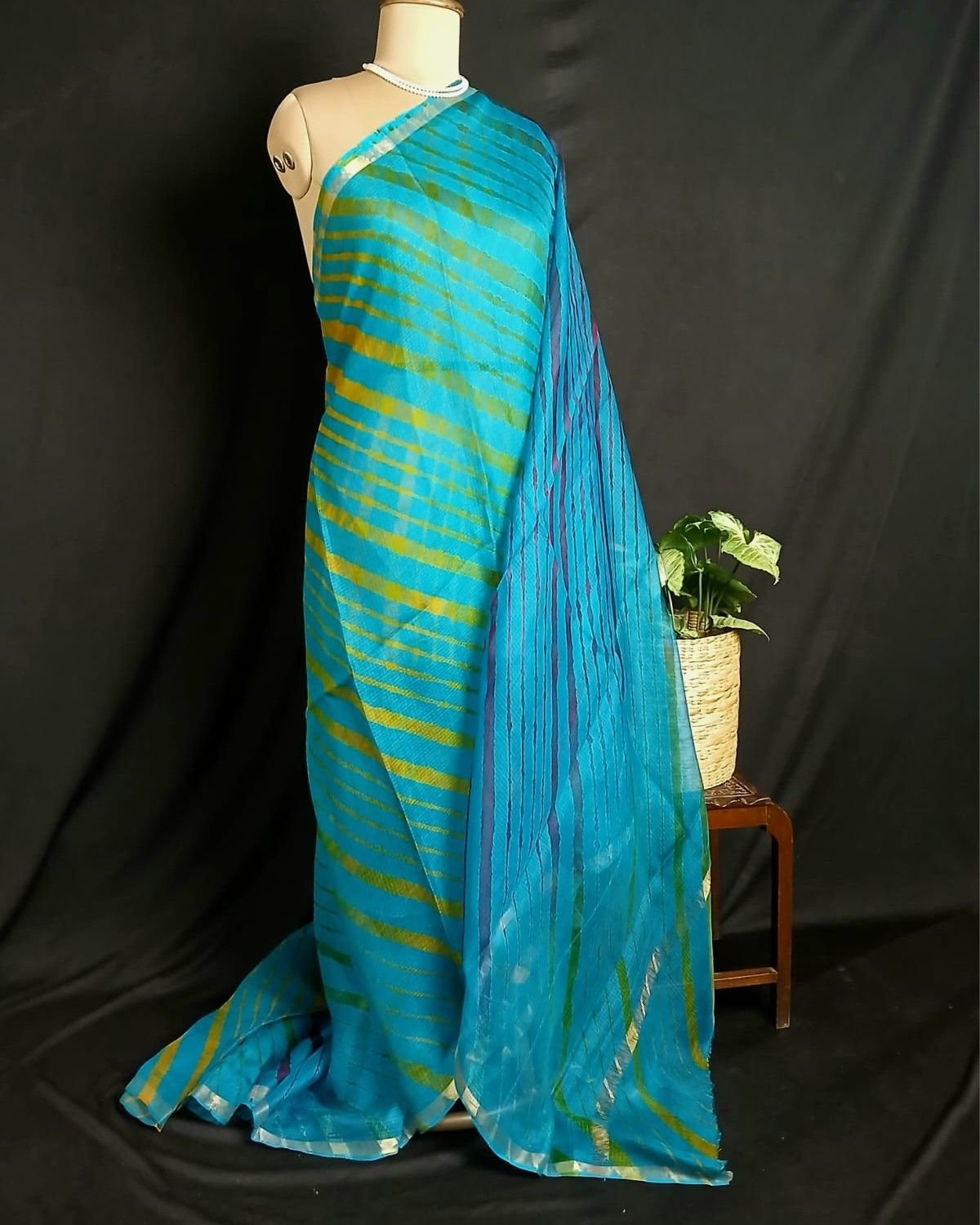 Hand tie-dye Leheriya on Kota Silk (HTKS0045) - Image 2