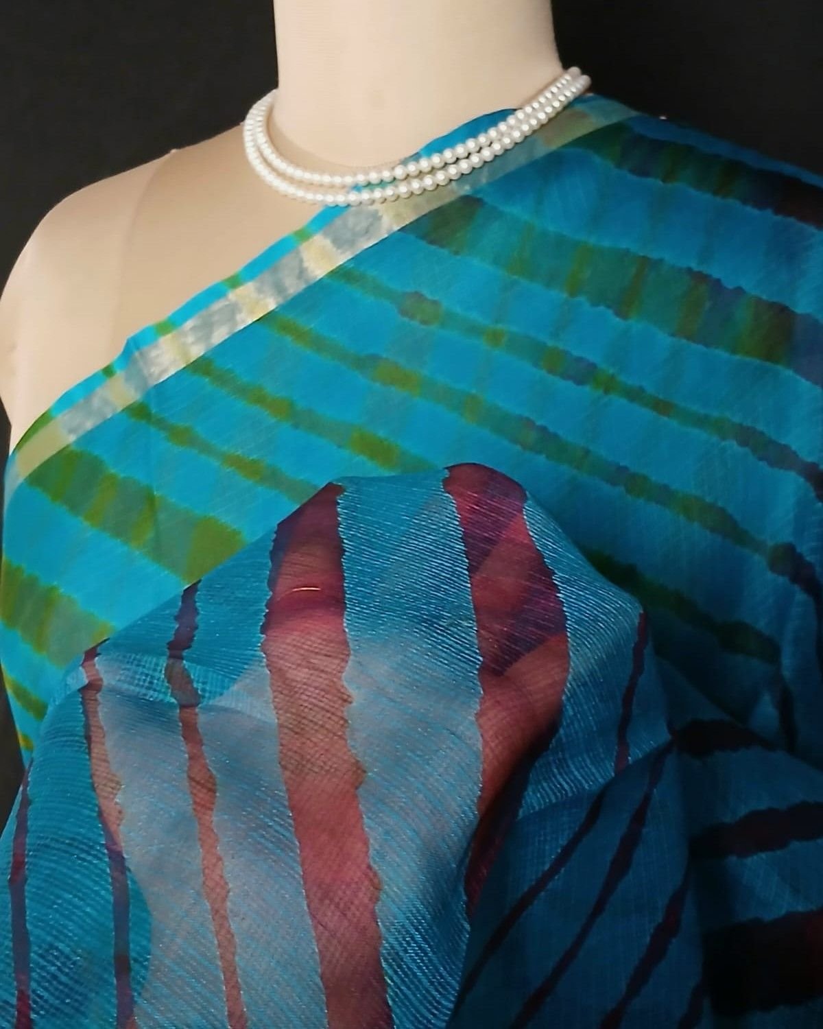 Hand tie-dye Leheriya on Kota Silk (HTKS0045) - Image 6