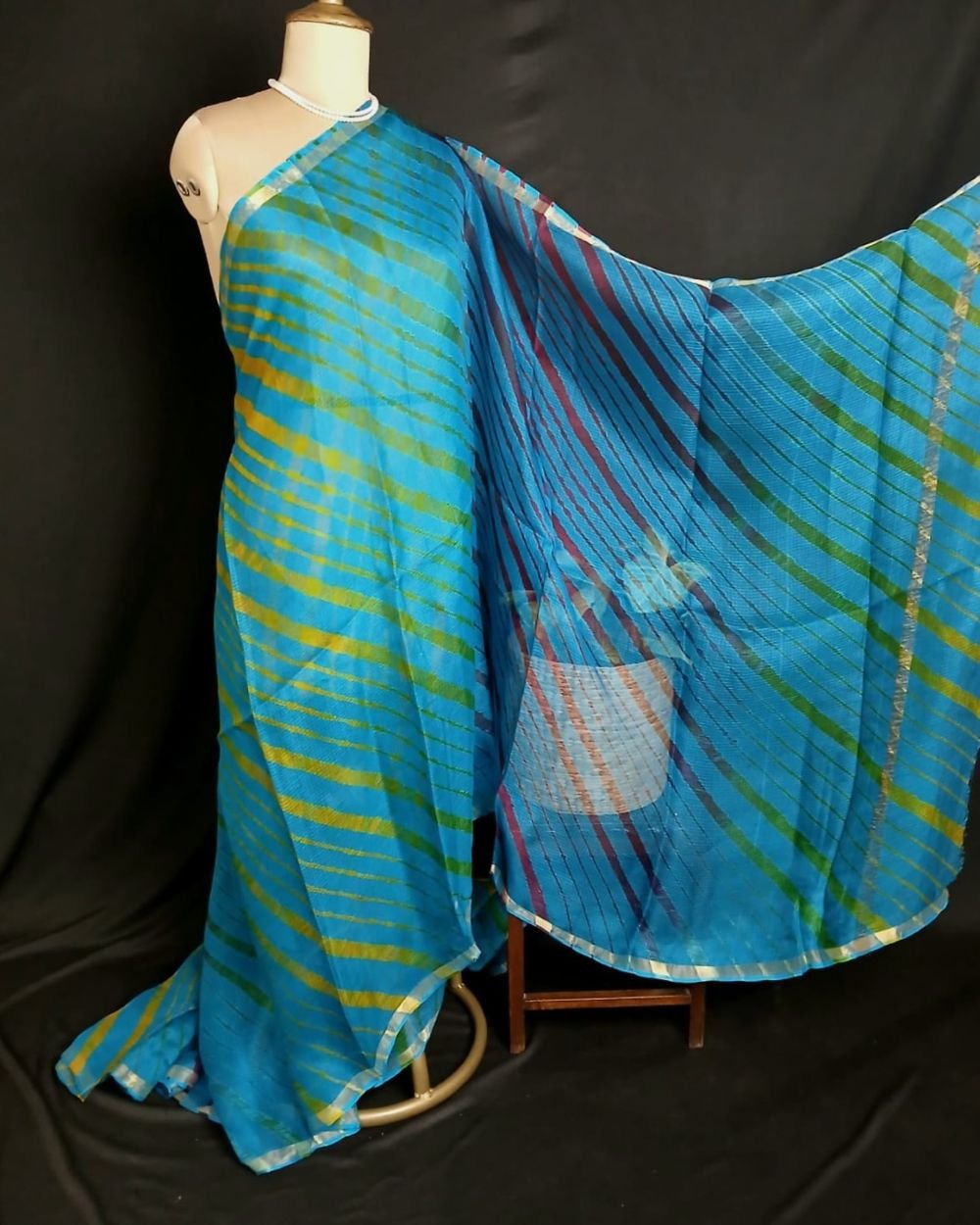 Hand tie-dye Leheriya on Kota Silk (HTKS0045) - Image 3