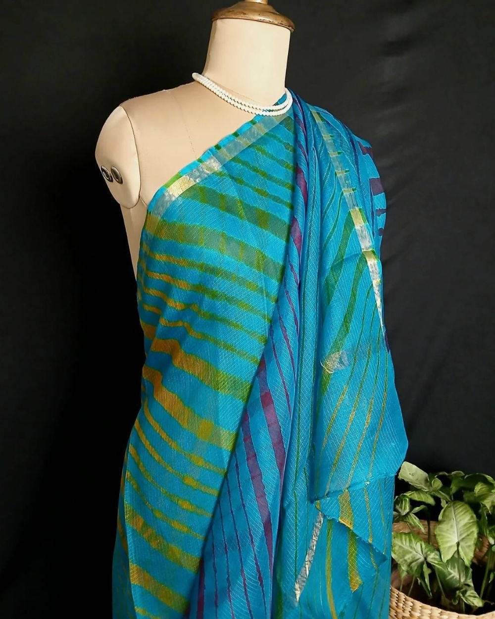 Hand tie-dye Leheriya on Kota Silk (HTKS0045)