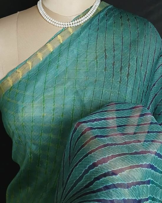 Hand tie-dye Leheriya on Kota Silk (HTKS0046) - Image 5