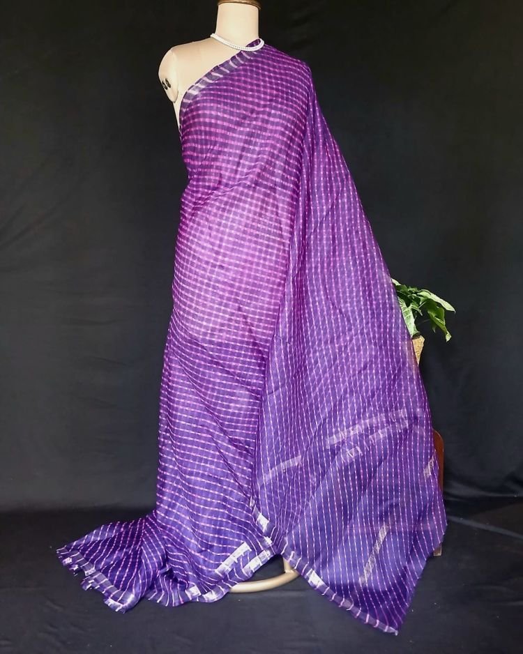 Hand tie-dye Leheriya on Kota Silk (HTKS0036) - Image 2