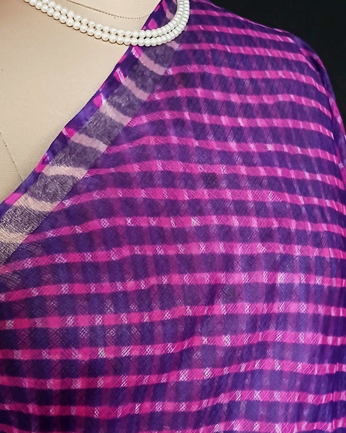 Hand tie-dye Leheriya on Kota Silk (HTKS0036) - Image 5