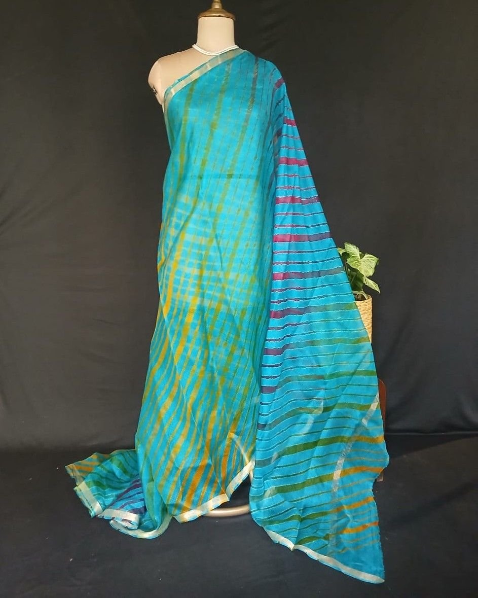 Hand tie-dye Leheriya on Kota Silk (HTKS0037) - Image 3