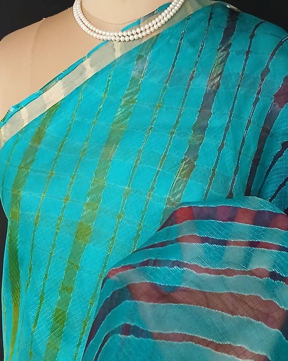 Hand tie-dye Leheriya on Kota Silk (HTKS0037) - Image 6