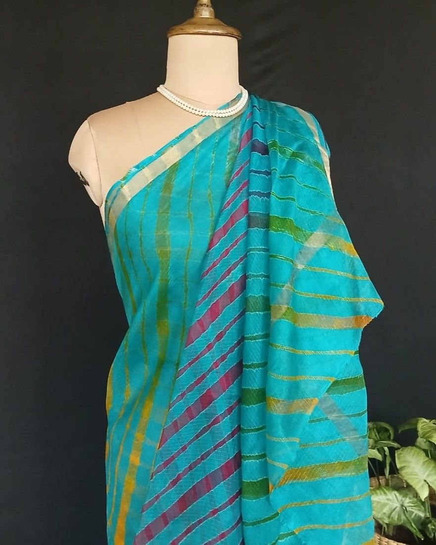 Hand tie-dye Leheriya on Kota Silk (HTKS0037)