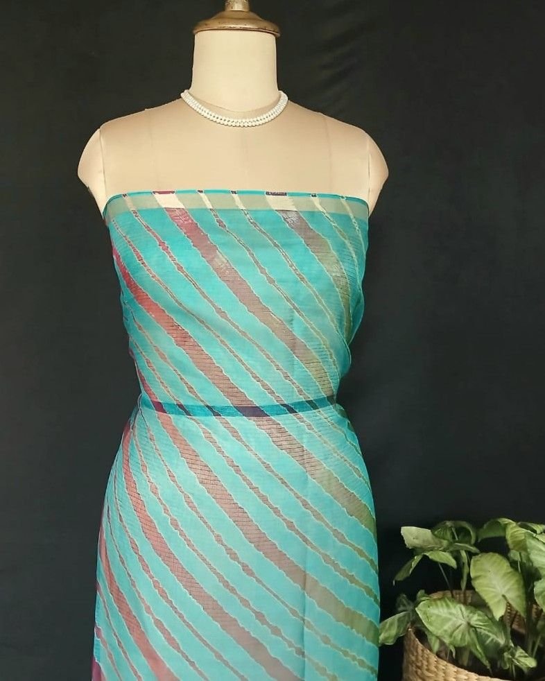 Hand tie-dye Leheriya on Kota Silk (HTKS0037) - Image 7