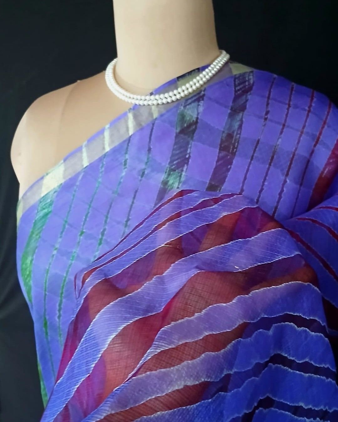 Hand tie-dye Leheriya on Kota Silk (HTKS0039) - Image 6