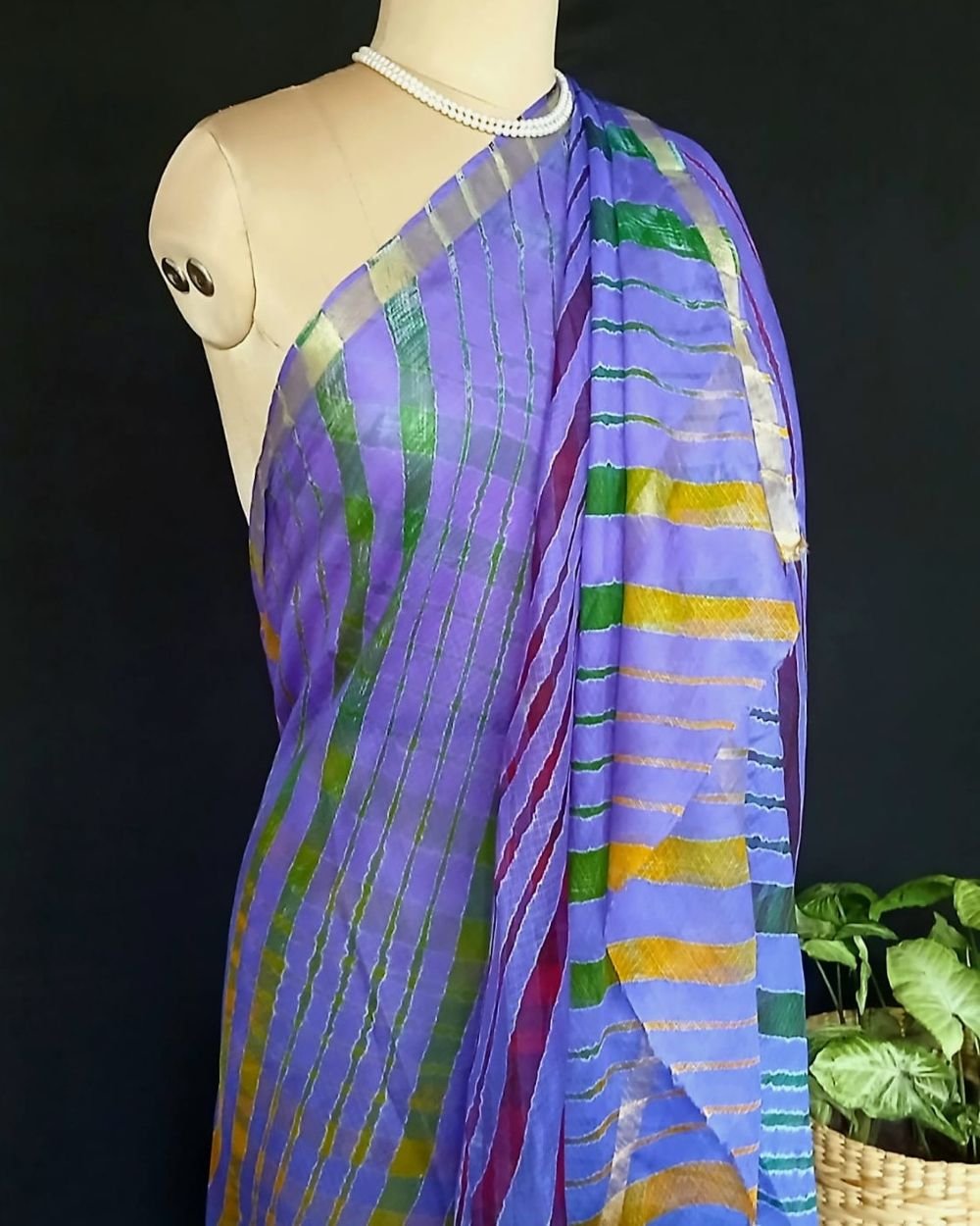 Hand tie-dye Leheriya on Kota Silk (HTKS0039)