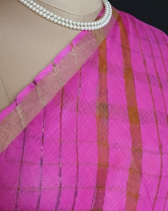 Hand tie-dye Leheriya on Kota Silk (HTKS0040) - Image 5