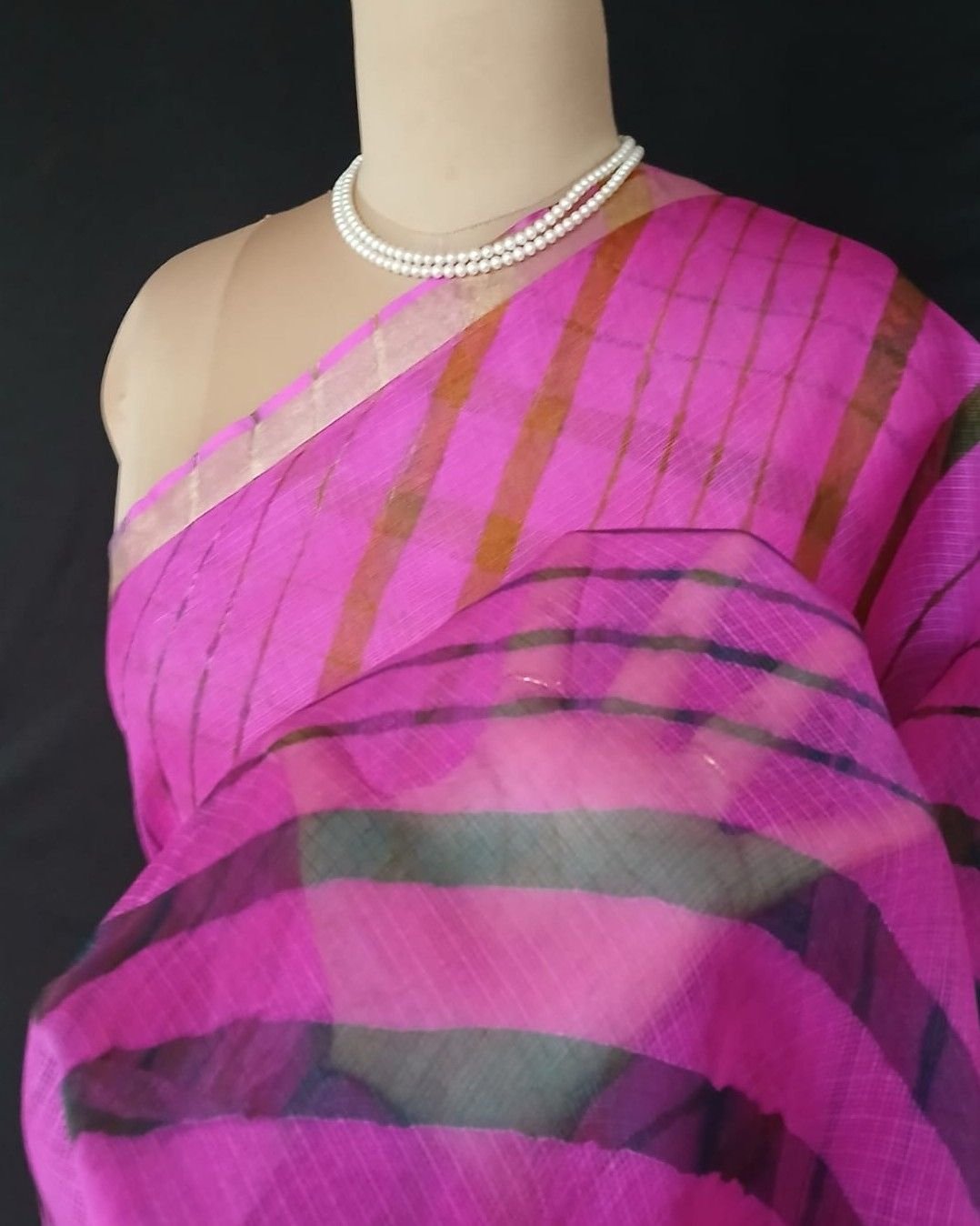 Hand tie-dye Leheriya on Kota Silk (HTKS0040) - Image 6