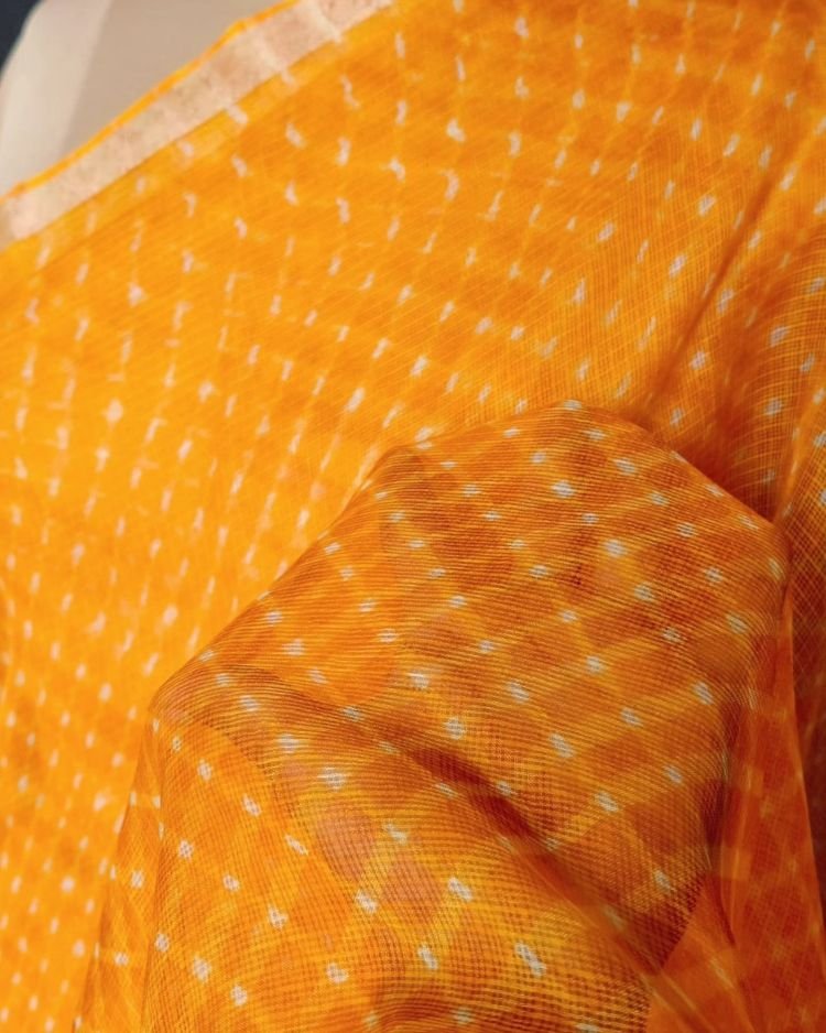 Hand tie-dye Leheriya on Kota Silk (HTKS0025) - Image 2