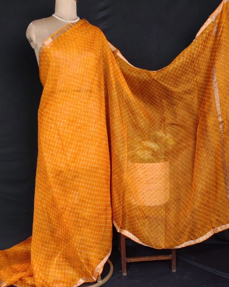 Hand tie-dye Leheriya on Kota Silk (HTKS0025) - Image 4