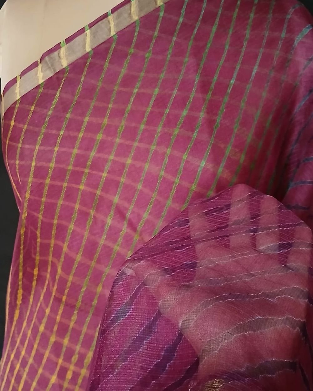 Hand tie-dye Leheriya on Kota Silk (HTKS0041) - Image 6