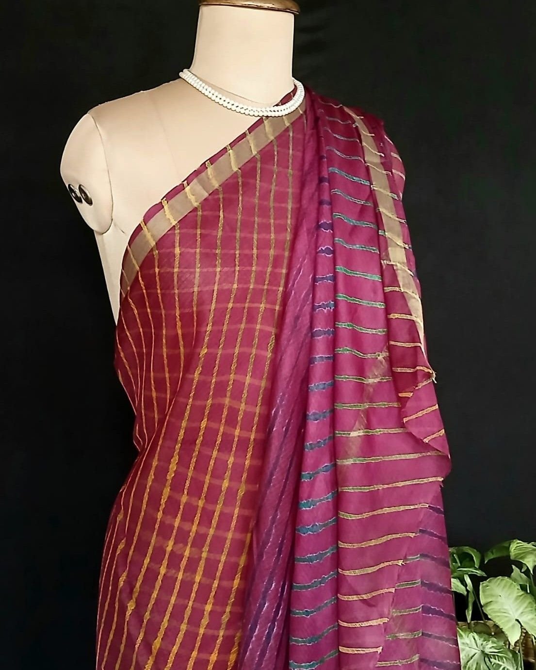 Hand tie-dye Leheriya on Kota Silk (HTKS0041)