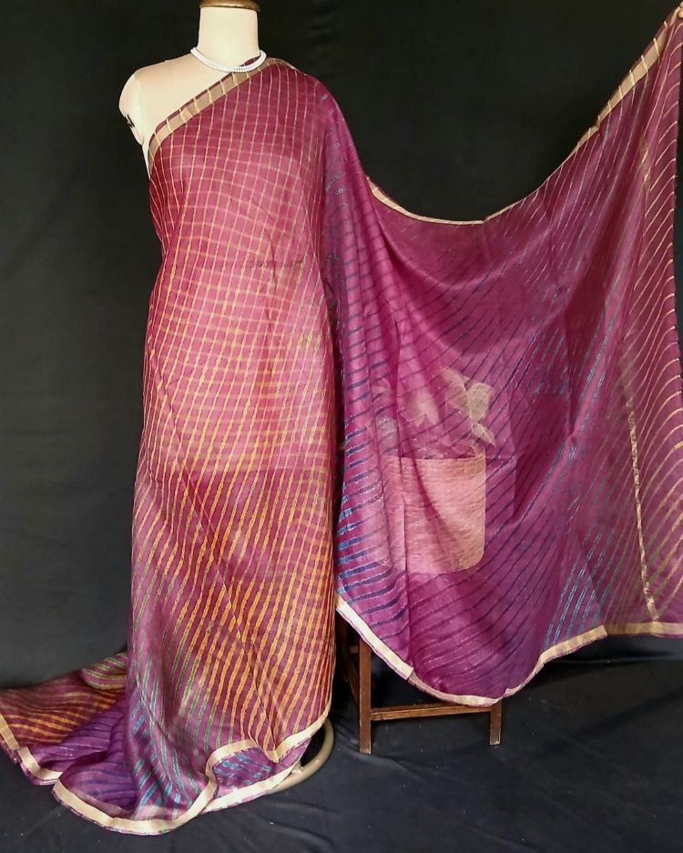 Hand tie-dye Leheriya on Kota Silk (HTKS0041) - Image 2