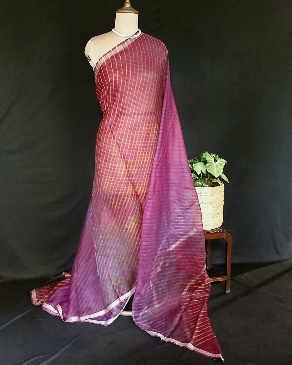 Hand tie-dye Leheriya on Kota Silk (HTKS0043) - Image 2