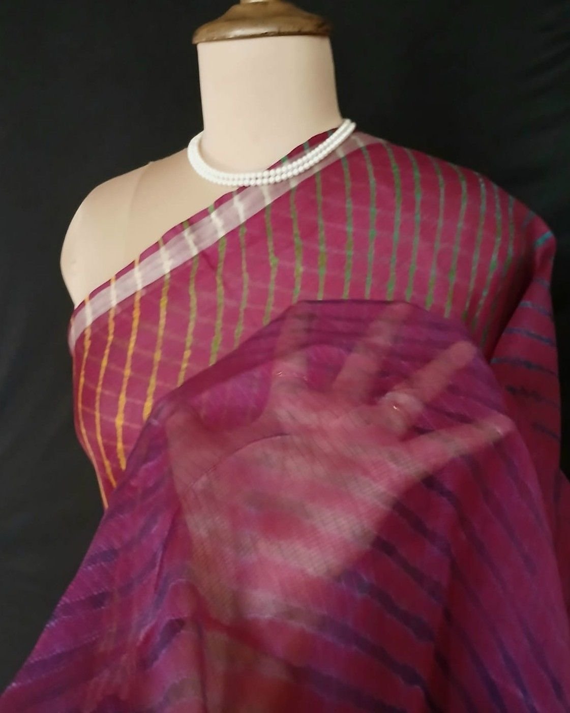 Hand tie-dye Leheriya on Kota Silk (HTKS0043) - Image 6