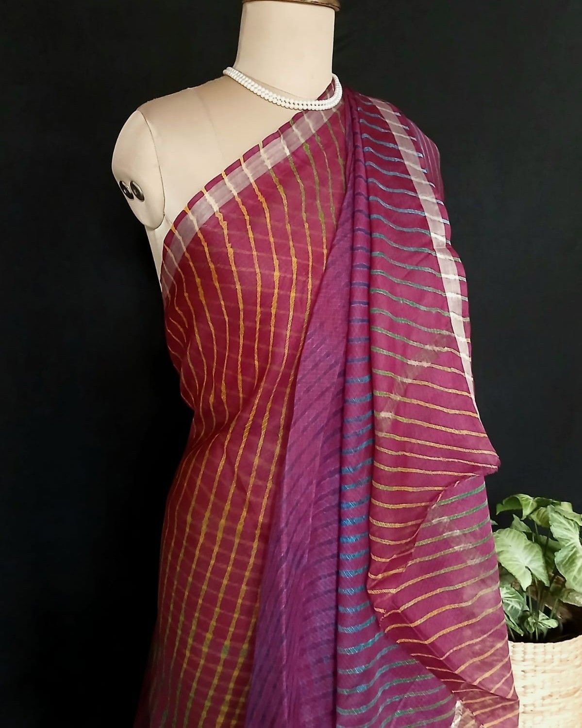 Hand tie-dye Leheriya on Kota Silk (HTKS0043)