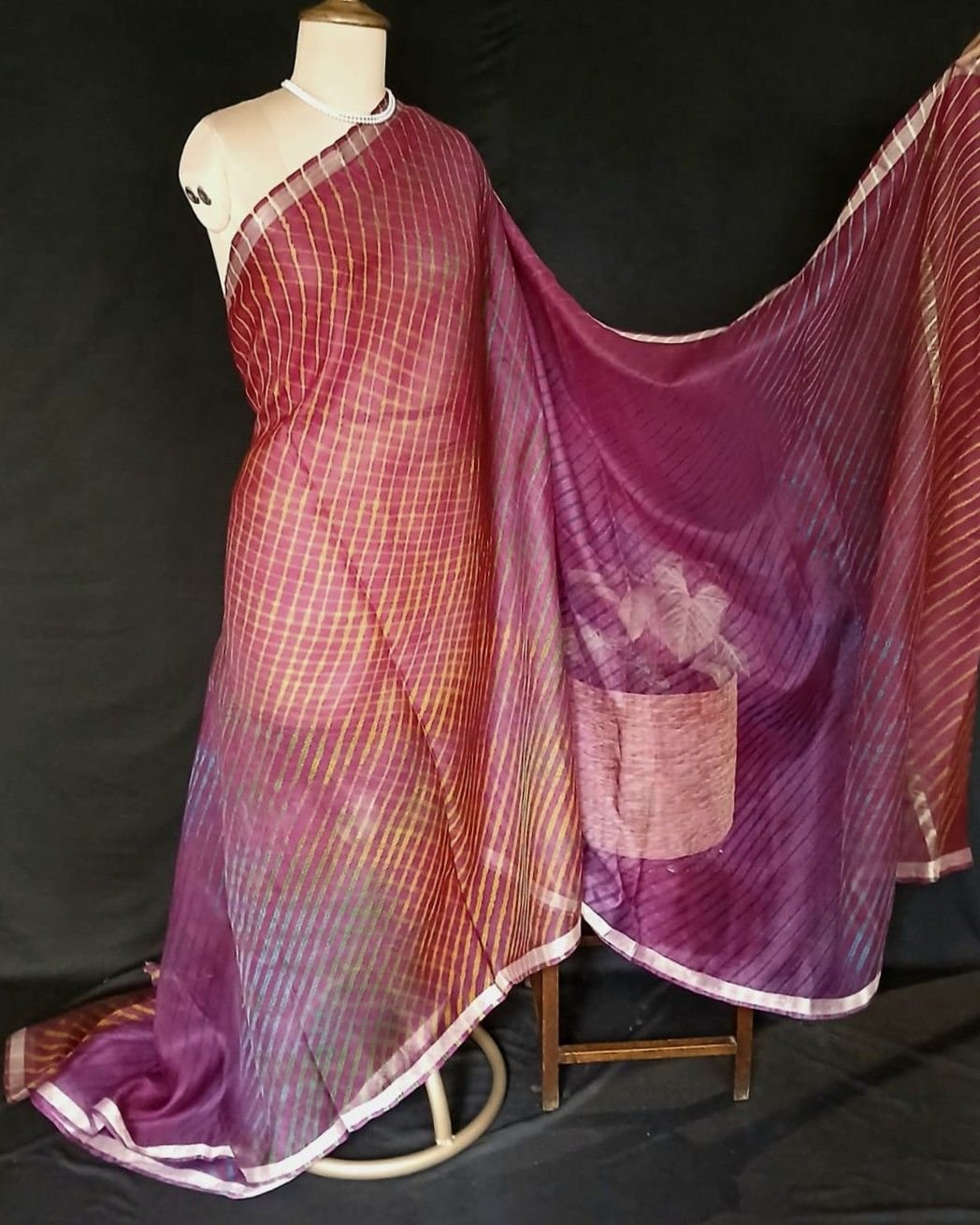 Hand tie-dye Leheriya on Kota Silk (HTKS0043) - Image 3