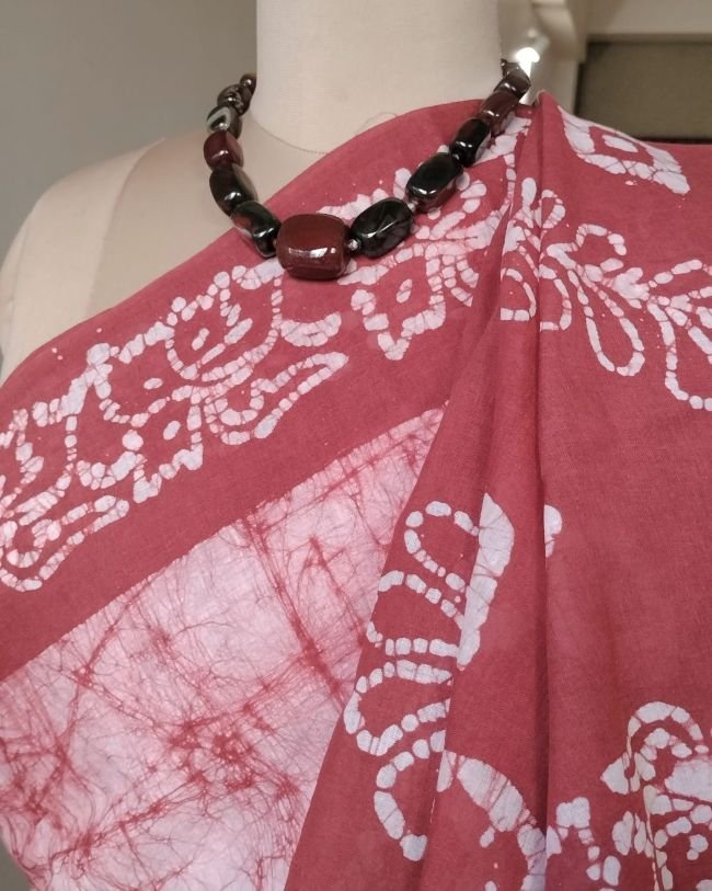 No-Zari Batik Saree from Madurai - (NZBS0005) - Image 6