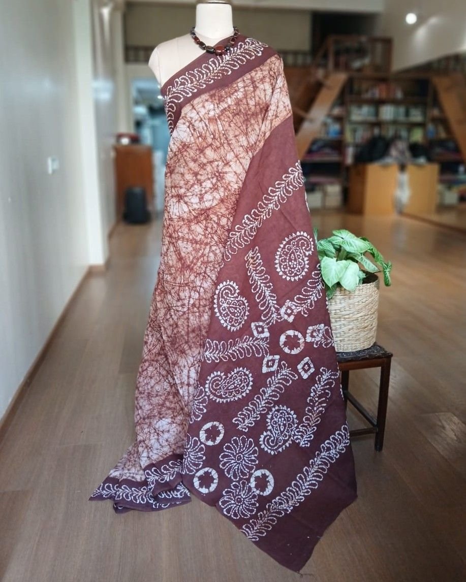 No-Zari Batik Saree from Madurai - (NZBS0009)