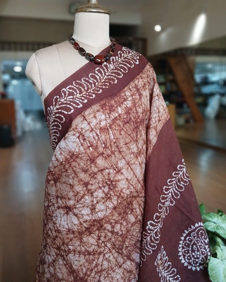 No-Zari Batik Saree from Madurai - (NZBS0009) - Image 3