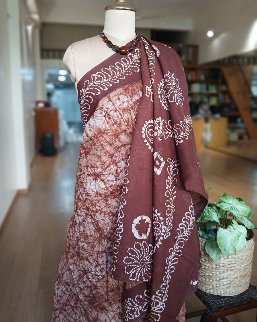 No-Zari Batik Saree from Madurai - (NZBS0009) - Image 5