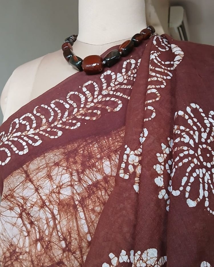 No-Zari Batik Saree from Madurai - (NZBS0009) - Image 6