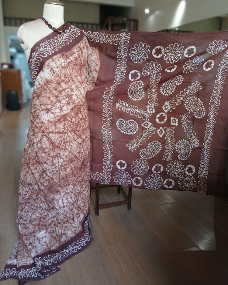 No-Zari Batik Saree from Madurai - (NZBS0009) - Image 2