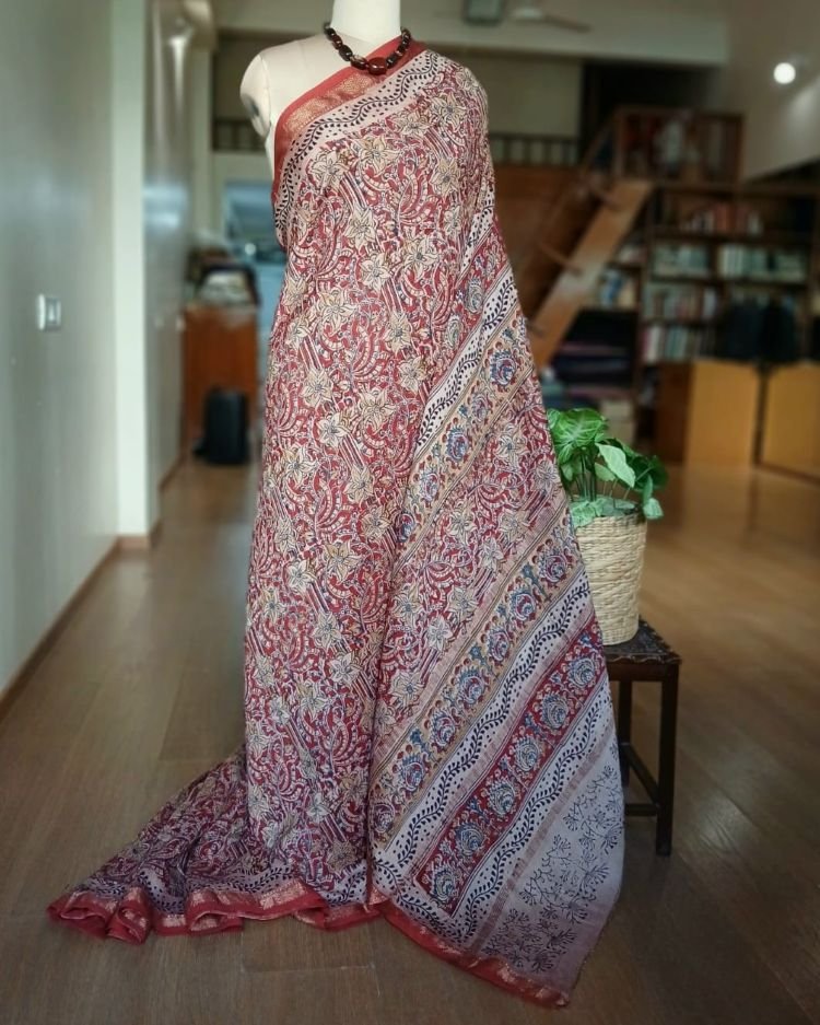Pedana Silk-Cotton Kalamkari saree - (PSKS0005)