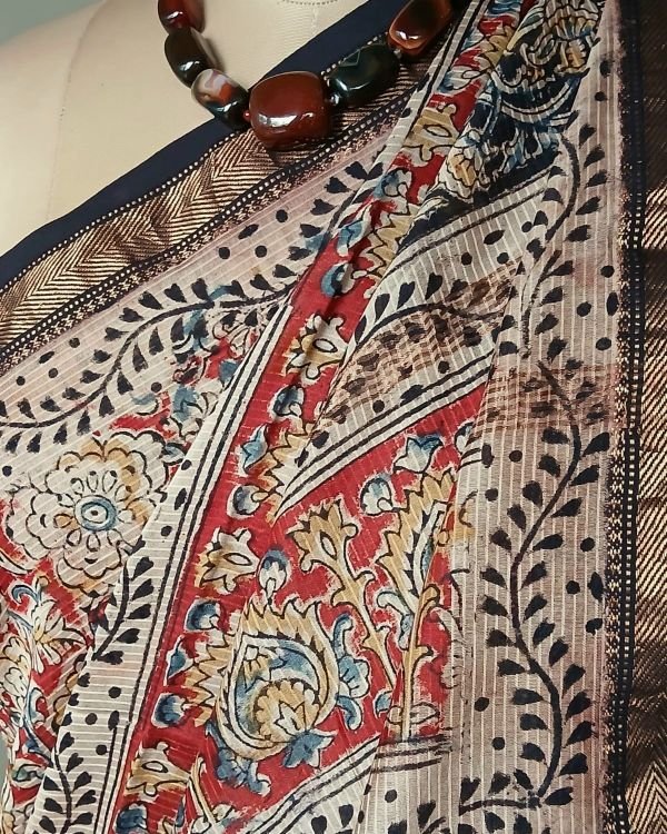 Pedana Silk-Cotton Kalamkari saree - (PSKS0006) - Image 5