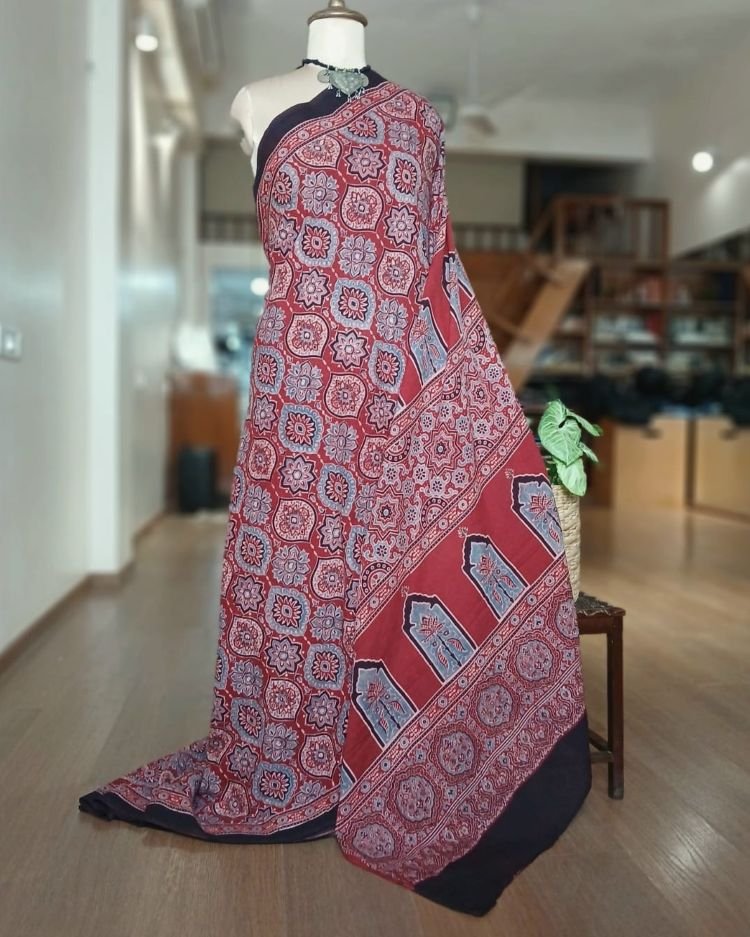 Ajrakh Mul Cotton Saree – (AMCS1042)