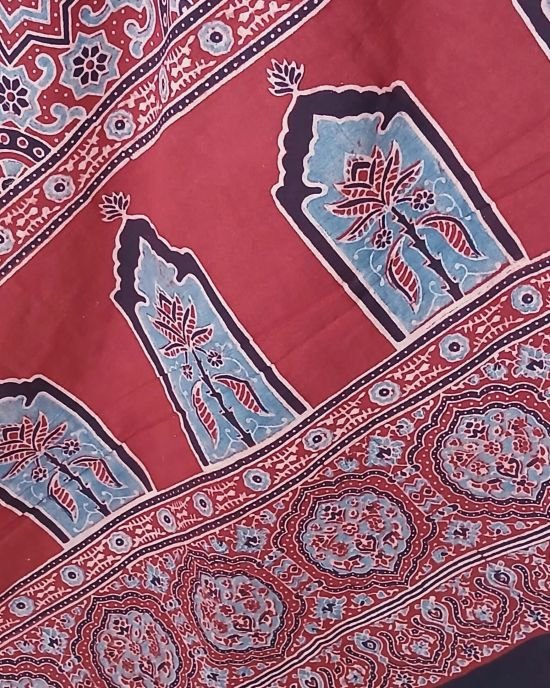 Ajrakh Mul Cotton Saree – (AMCS1042) - Image 8