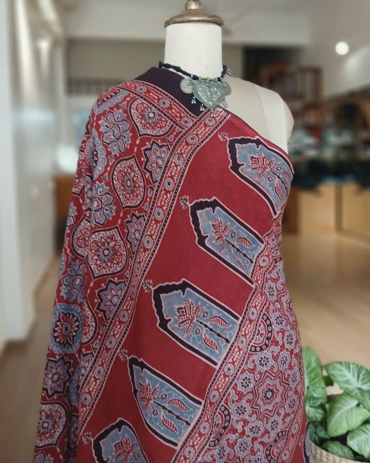 Ajrakh Mul Cotton Saree – (AMCS1042) - Image 5