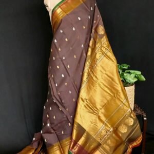 Grand Silk-Cotton Gadwal Handweave Saree with Zari Borders – (GHSS0016)