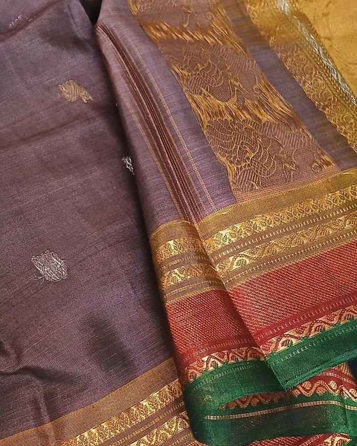 Grand Silk-Cotton Gadwal Handweave Saree with Zari Borders – (GHSS0016) - Image 7