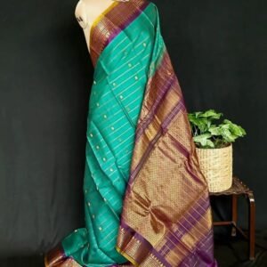 Grand Silk-Cotton Gadwal Handweave Saree with Zari Borders – (GHSS0015)