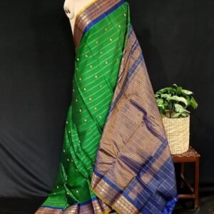 Grand Silk-Cotton Gadwal Handweave Saree with Zari Borders – (GHSS0010)