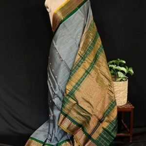 Grand Silk-Cotton Gadwal Handweave Saree with Zari Borders – (GHSS0011)