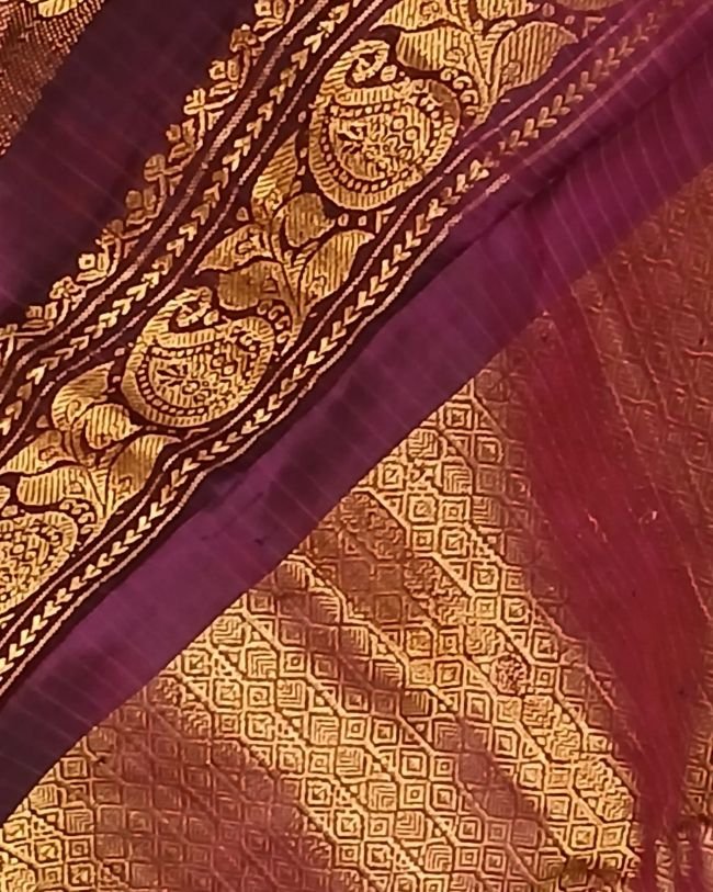Grand Silk-Cotton Gadwal Handweave Saree with Zari Borders – (GHSS0007) - Image 11