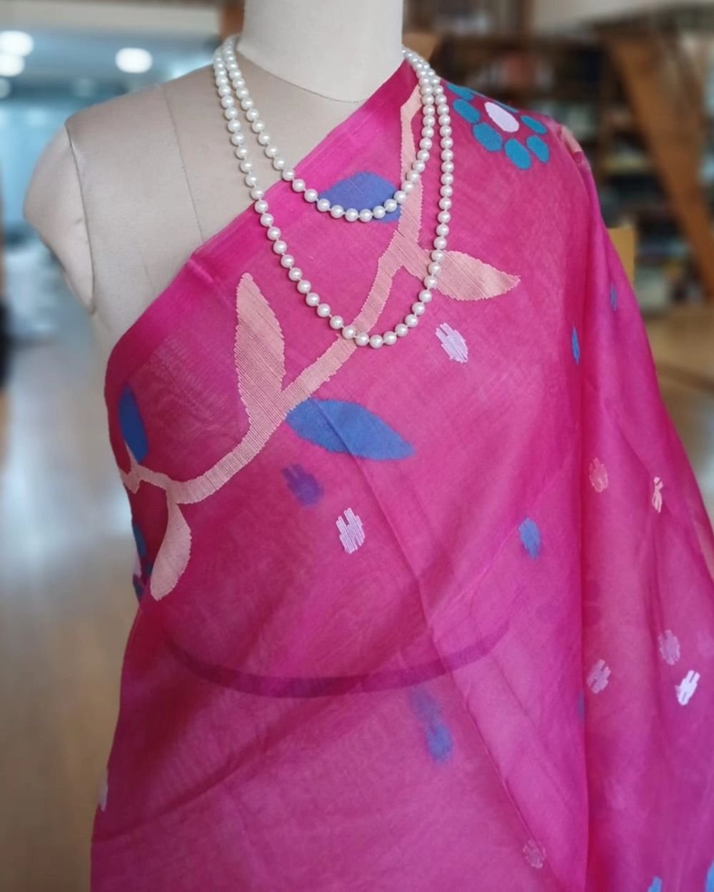 Handweave Jamdani Silk Saree – (SJMS1119) - Image 2