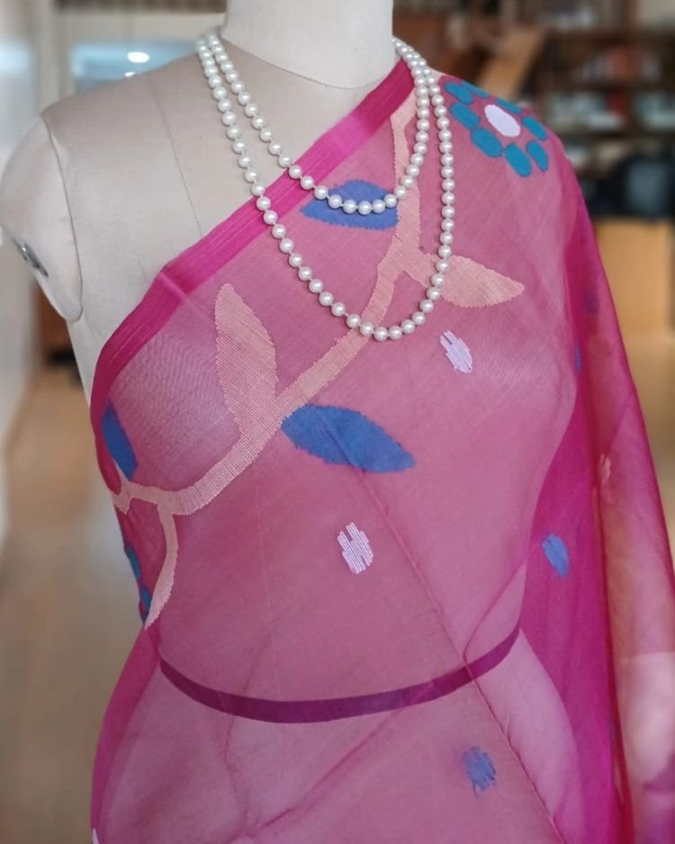 Handweave Jamdani Silk Saree – (SJMS1119) - Image 3