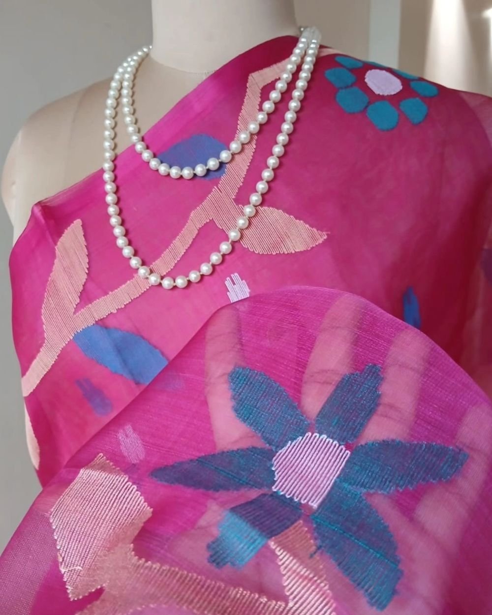 Handweave Jamdani Silk Saree – (SJMS1119) - Image 4