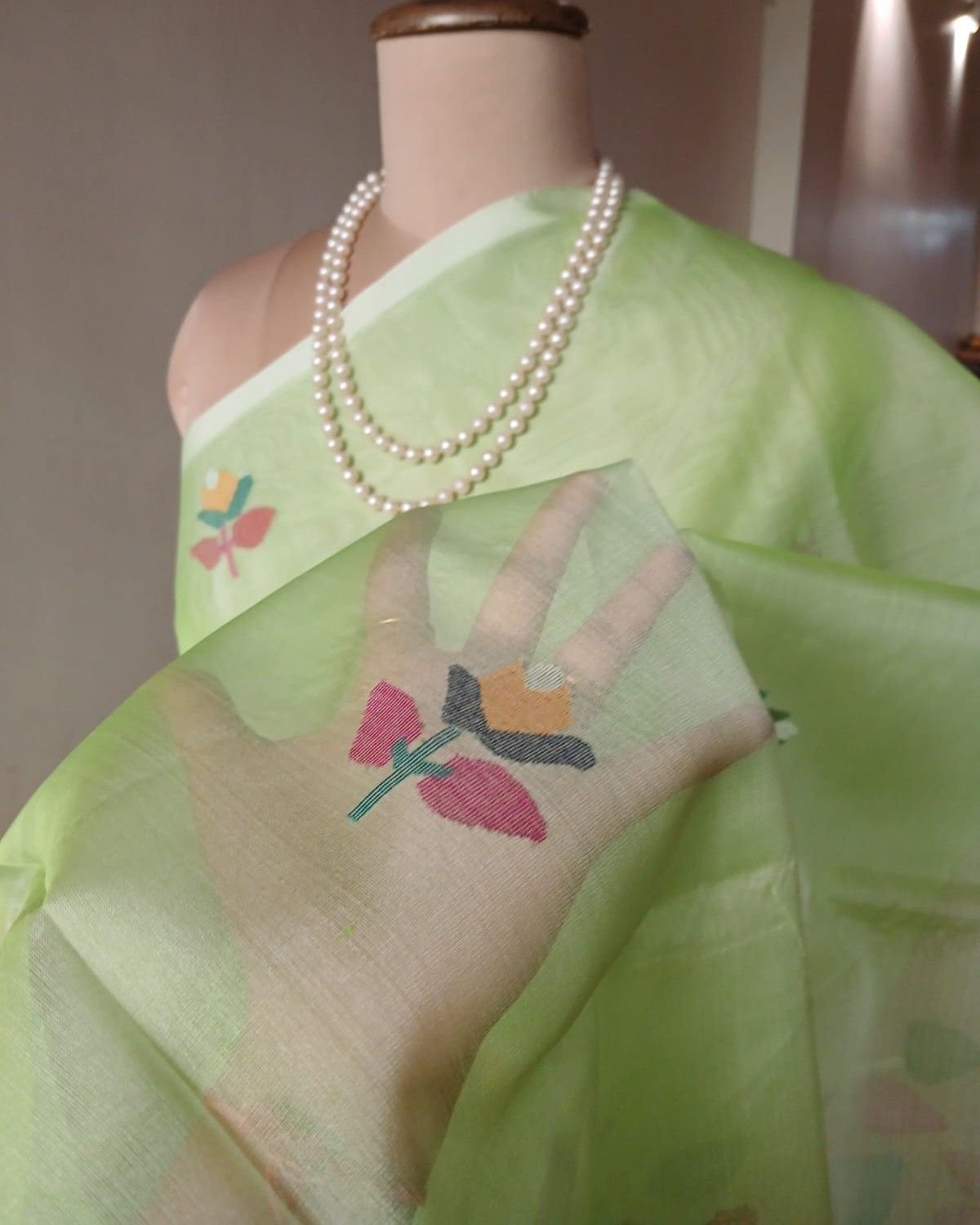 Handweave Jamdani Silk Saree – (SJMS1116) - Image 3