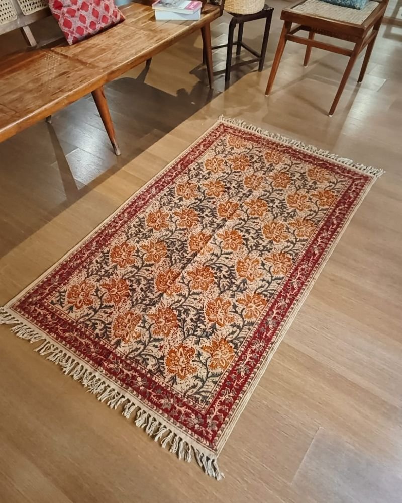 Kalamkari Dhurrie from Warangal (5 x 3 ft) – (NWKD1149) - Image 2