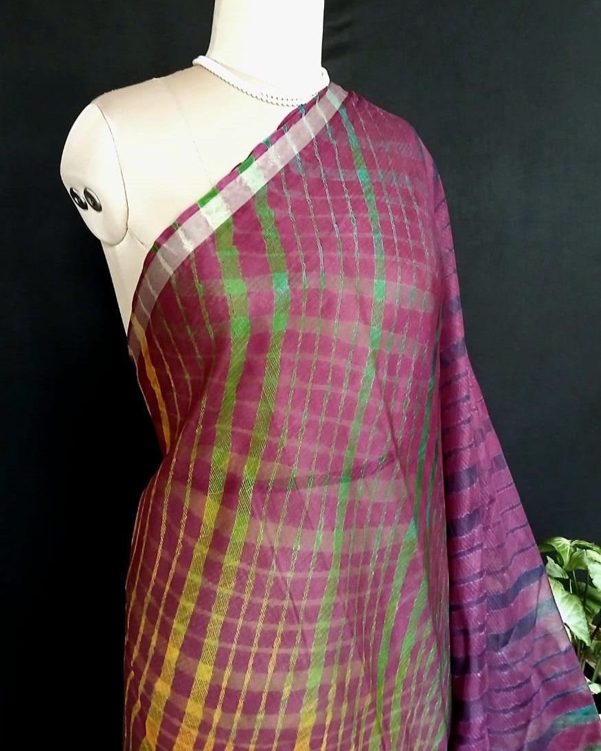 Hand tie-dye Leheriya on Kota Silk (HTKS0033) - Image 6