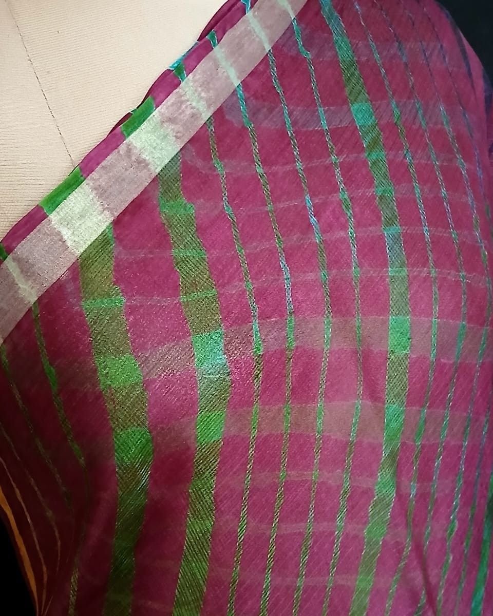 Hand tie-dye Leheriya on Kota Silk (HTKS0033) - Image 5